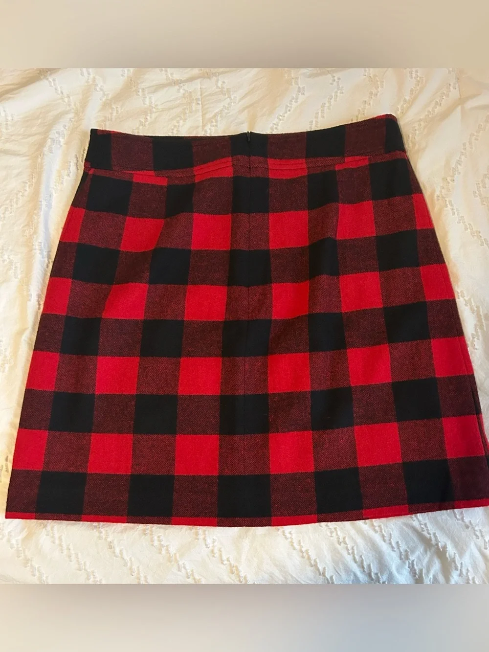 J. Crew Women’s Red/Black Buffalo Plaid Check Wool Blend Mini Skirt Lined Zip 12